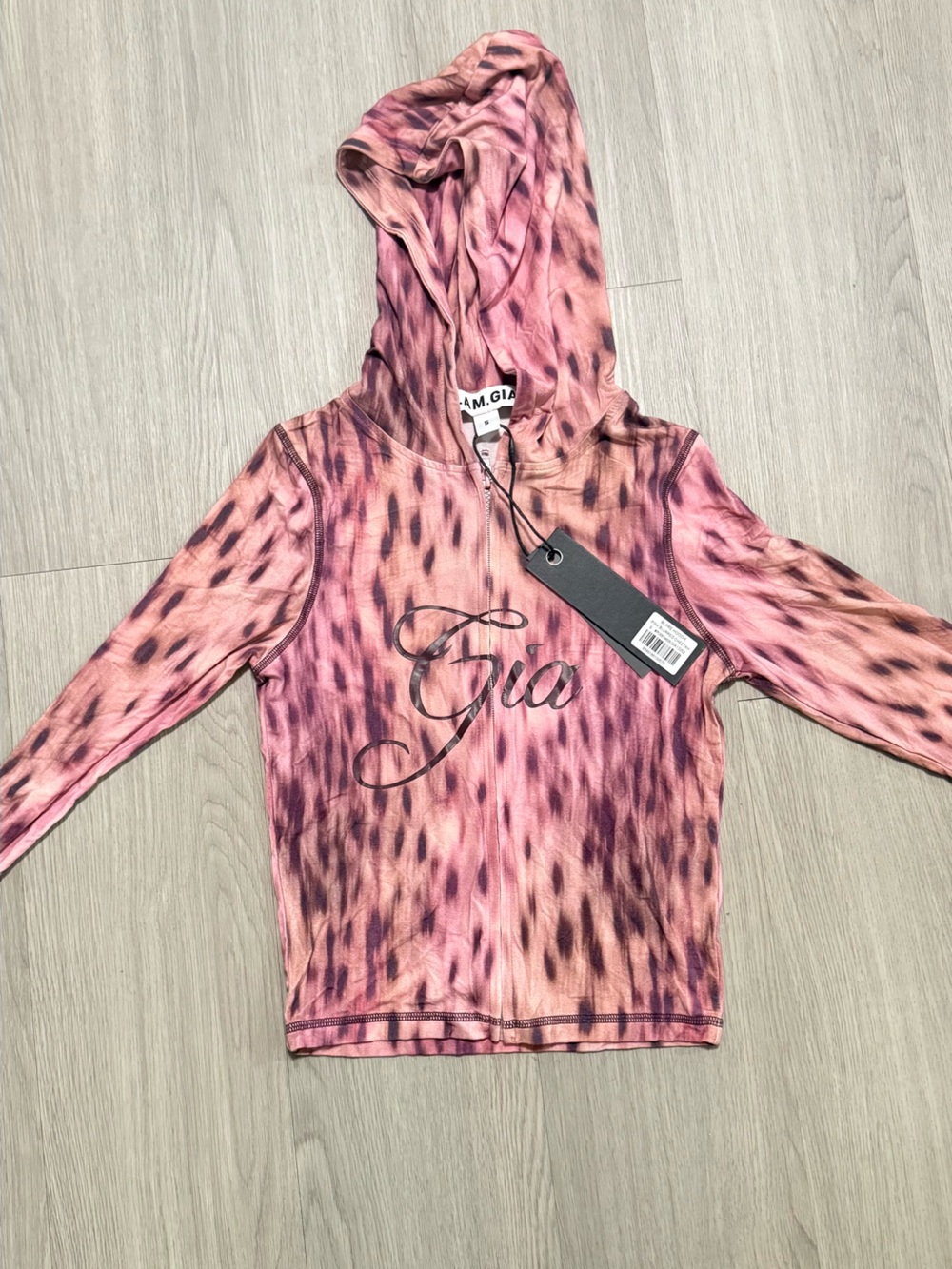 IAMGIA Blurred Pink Leopard-Print Long Sleeve Hoodie